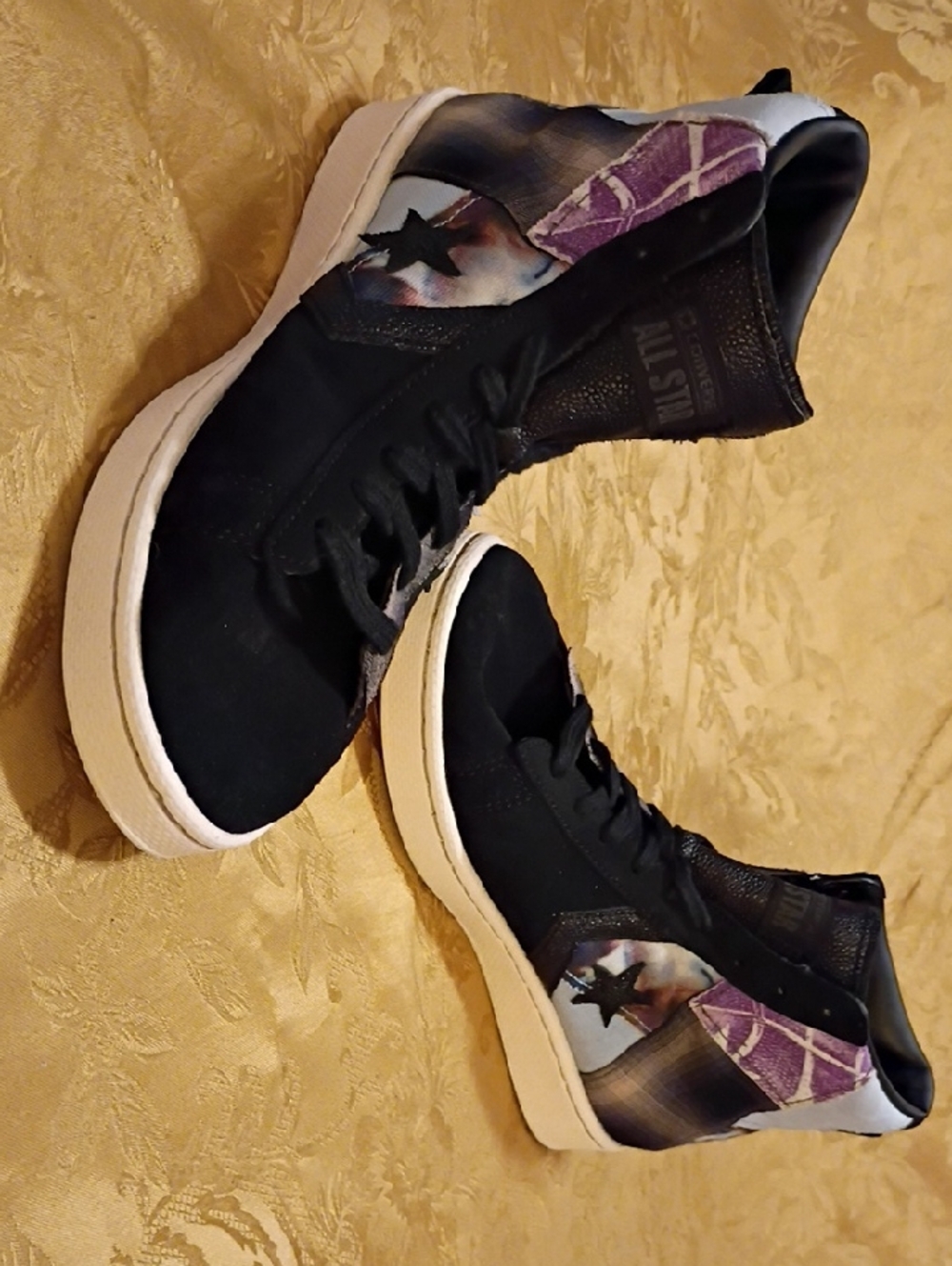 CONVERSE RARE Black High-Top with Purple & Tie-Dye Accent Men's 7.5 Women's 9.0